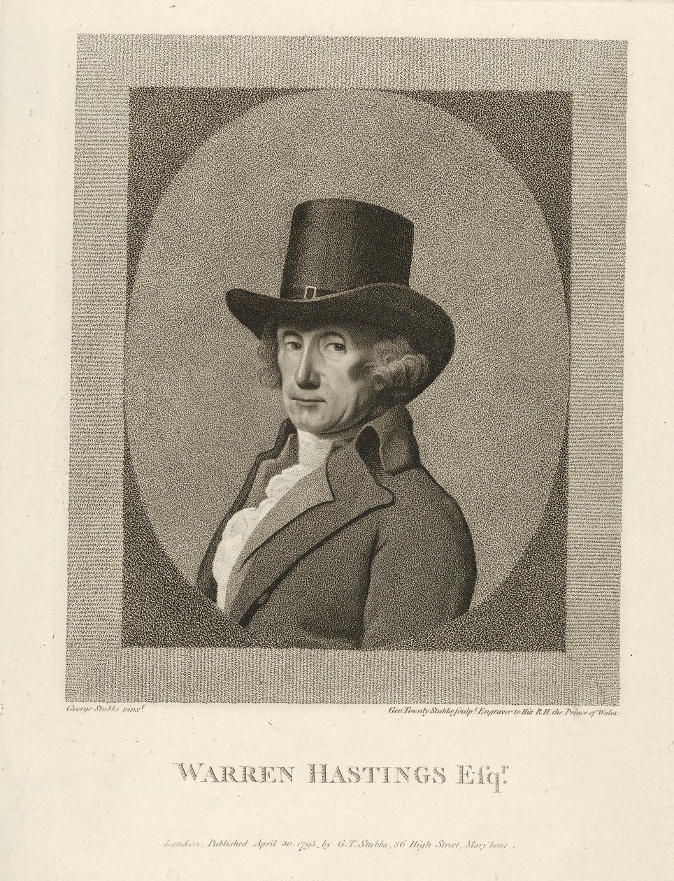 Porträtt av Warren Hastings, Esq., pub. 1795. av Unbekannt