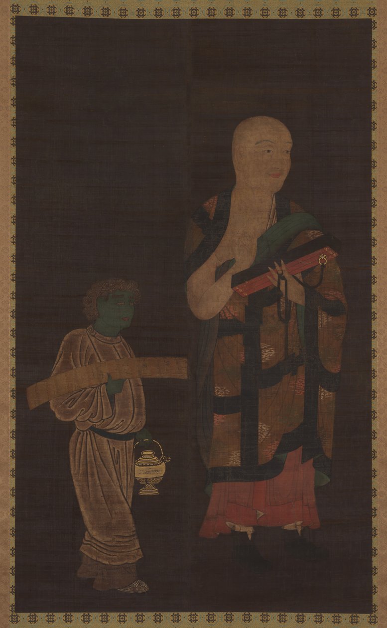 Porträtt av Xuanzang Genjo med skötare, 1300-talet. av Unbekannt