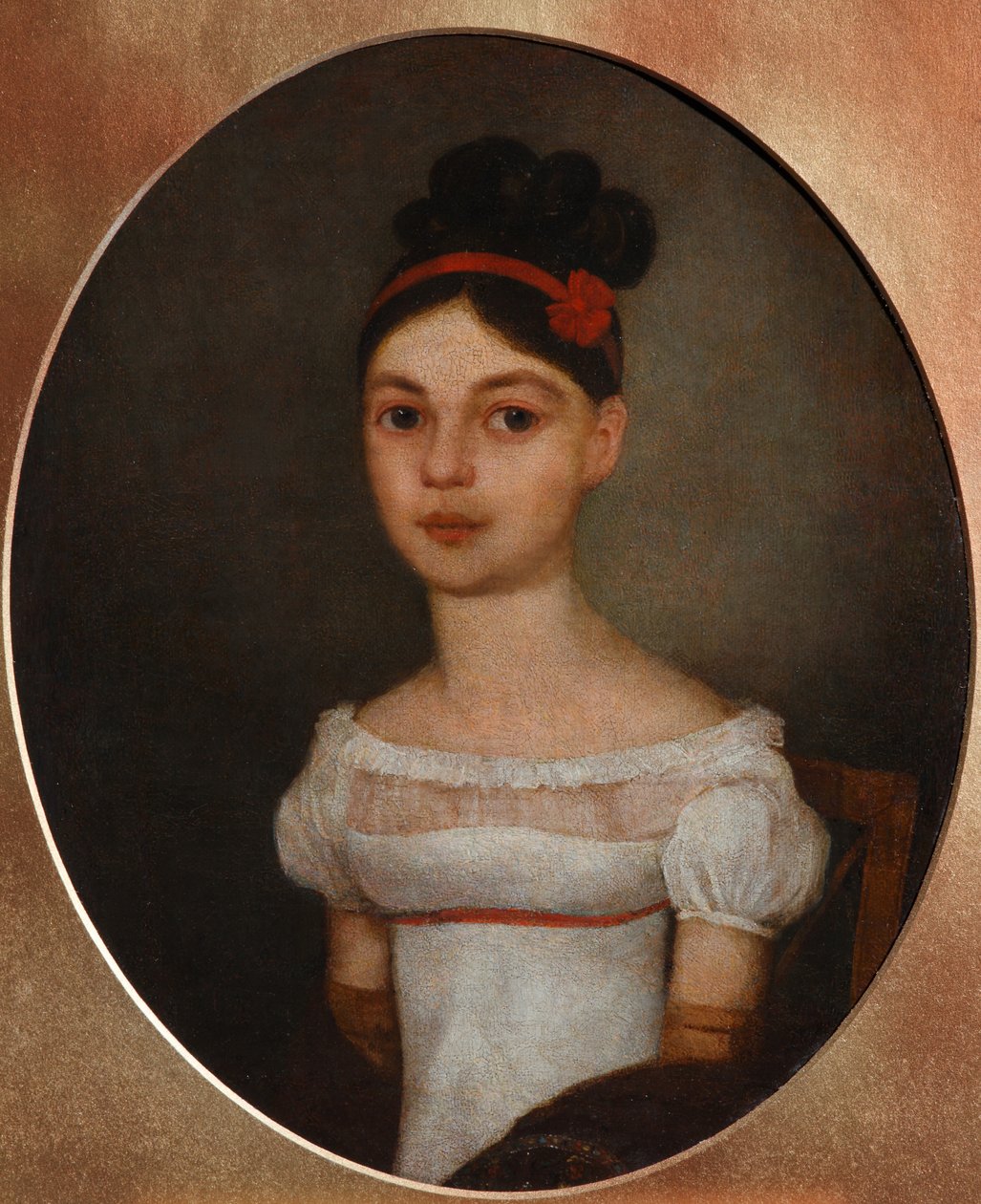 Porträtt av Yelizaveta Fyodorovna Ozerova, född Zagryazyskaya 1800-1885, ca. 1815 av Unbekannt