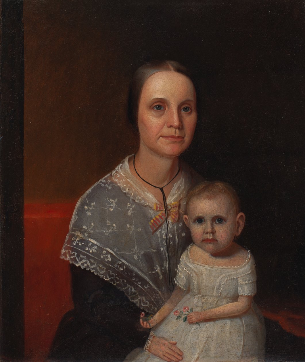 Porträtt av en mor och ett barn, ca. 1850. av Unbekannt