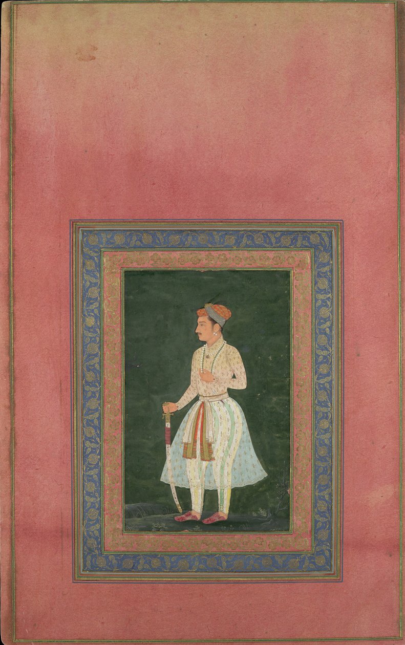 Portrait of a Noble in Gauzy White Costume, Folio från Davis Album, 1600-talet. av Unbekannt