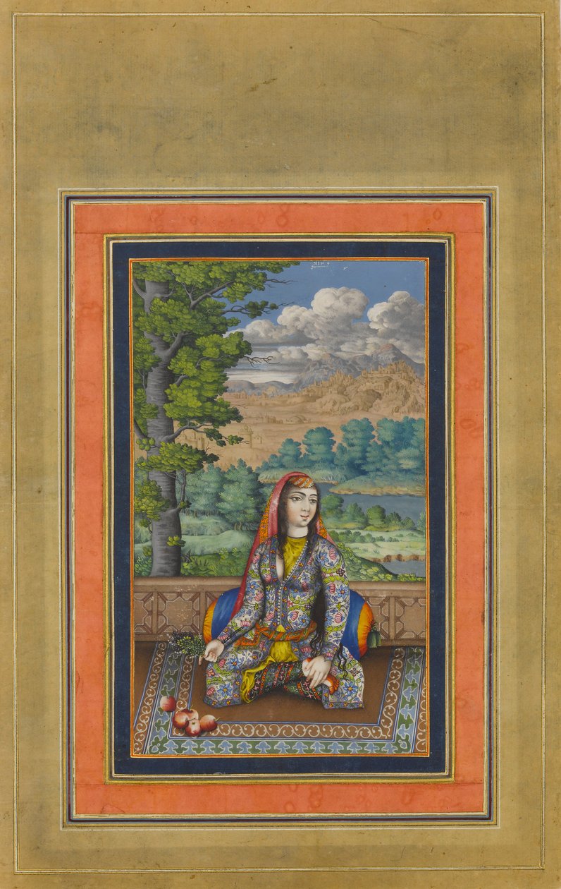 Porträtt av en persisk dam, Folio från Davis Album, ca. 1736-37. av Unbekannt