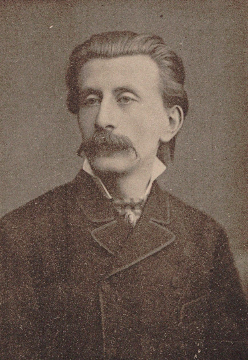 Porträtt av pianisten och kompositören Moritz Moszkowski 1854-1925, ca. 1886-1890. av Unbekannt