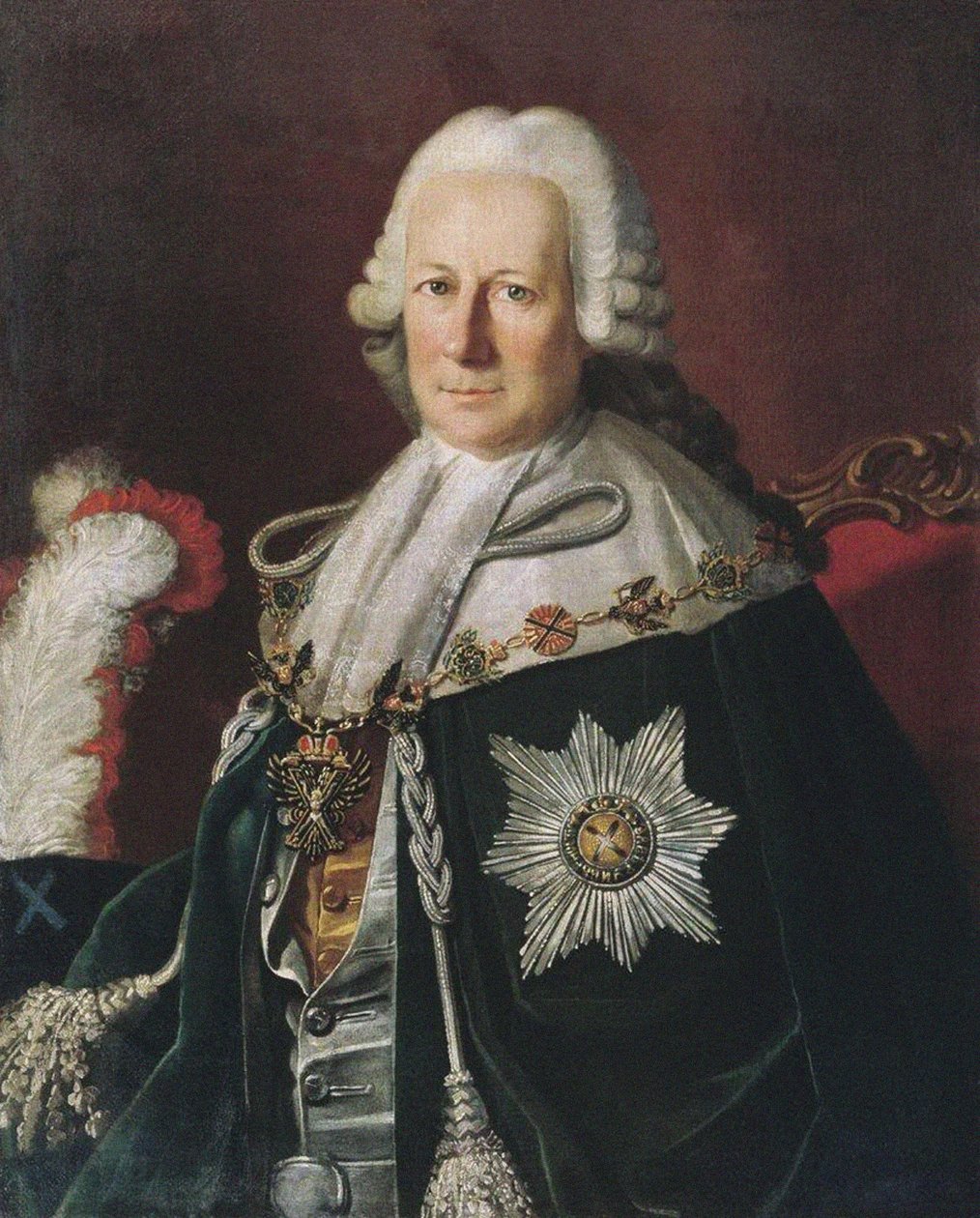 Porträtt av amiralen Semyon Ivanovich Mordvinov 1701-1777 efter Carl Ludwig Christineck, 1771 av Unbekannt
