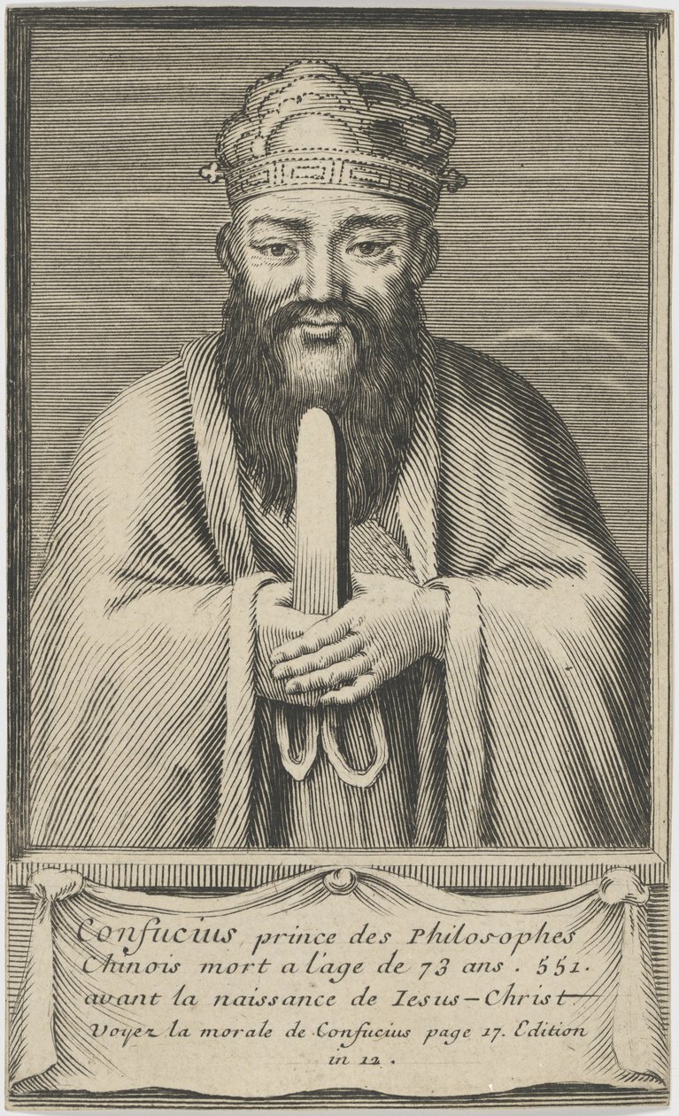 Porträtt av den kinesiske tänkaren och socialfilosofen Konfucius, mellan 1745 och 1755. av Unbekannt