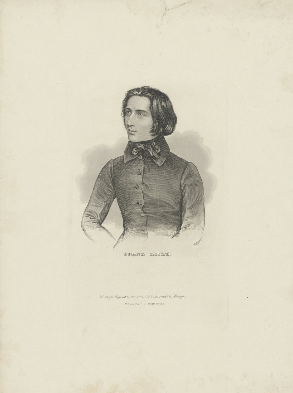 Porträtt av kompositören Franz Liszt 1811-1886, 1840-1850. av Unbekannt