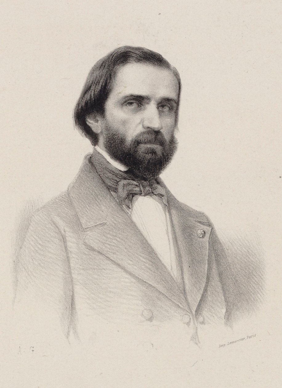 Porträtt av kompositören Giuseppe Verdi 1813-1901, ca. 1850. av Unbekannt