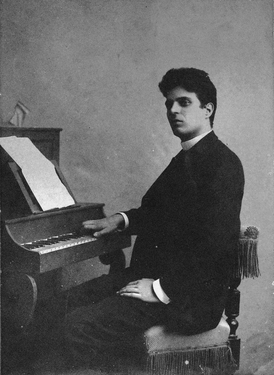 Porträtt av kompositören Pietro Mascagni 1863-1945, ca. 1890. av Unbekannt