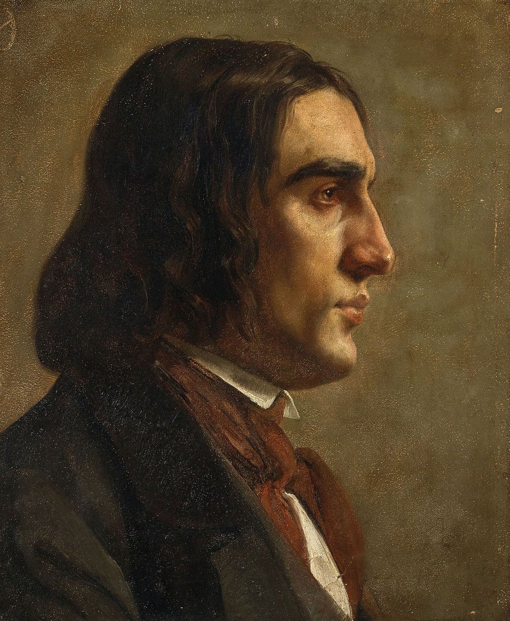Porträtt av kompositören Robert Schumann 1810-1856, ca. 1840. av Unbekannt