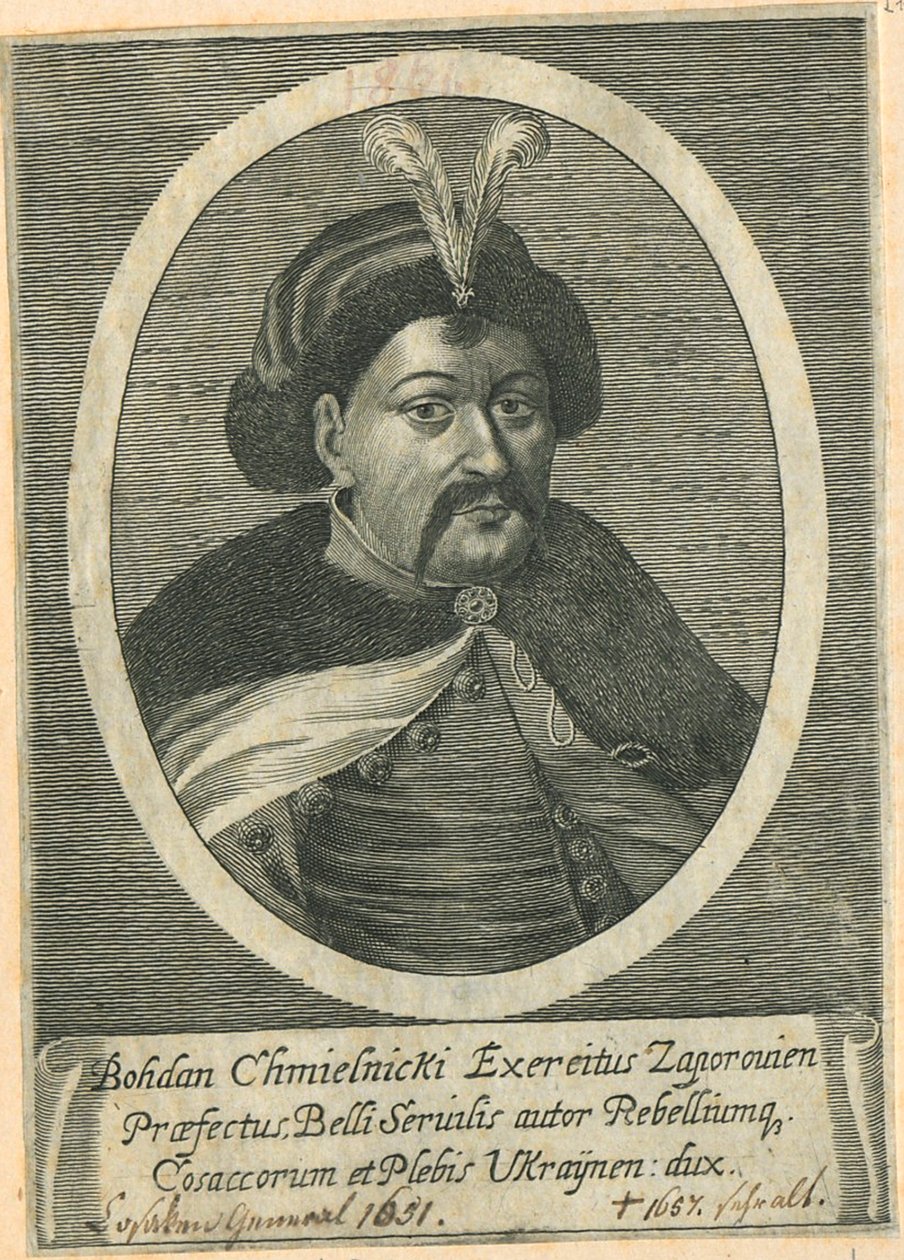 Porträtt av kosacken Hetman av Ukraina Bohdan Khmelnytsky 1595-1657 av Unbekannt