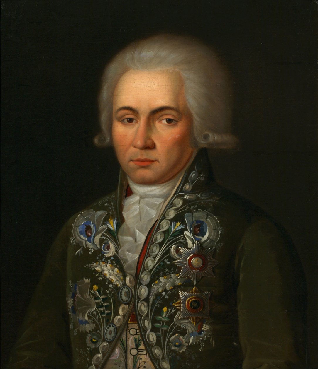 Porträtt av poeten Gavrila R. Derzhavin 1743-1816, 1790-talet av Unbekannt