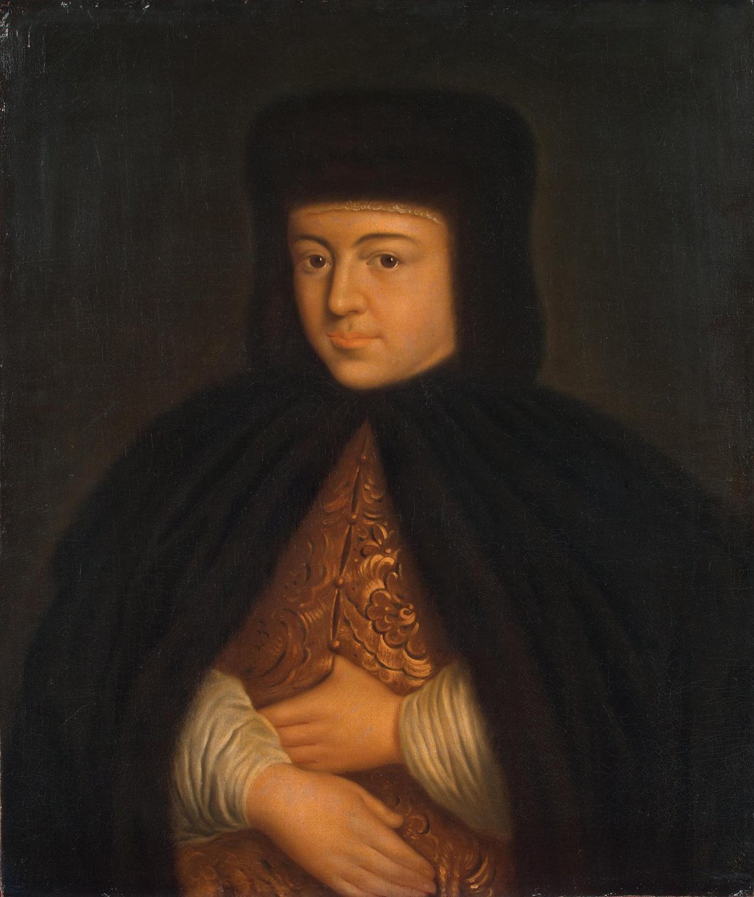 Porträtt av tsarinan Natalia Naryshkina 1651-1694, hustru till tsar Alexis I av Ryssland, första tredje av Unbekannt