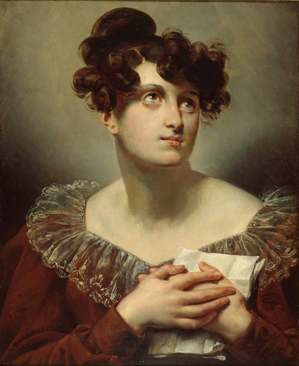 Porträtt av skådespelerskan Mademoiselle Mars Anne Francoise Hyppolyte Boutet, sent 1700-tal. av Unbekannt