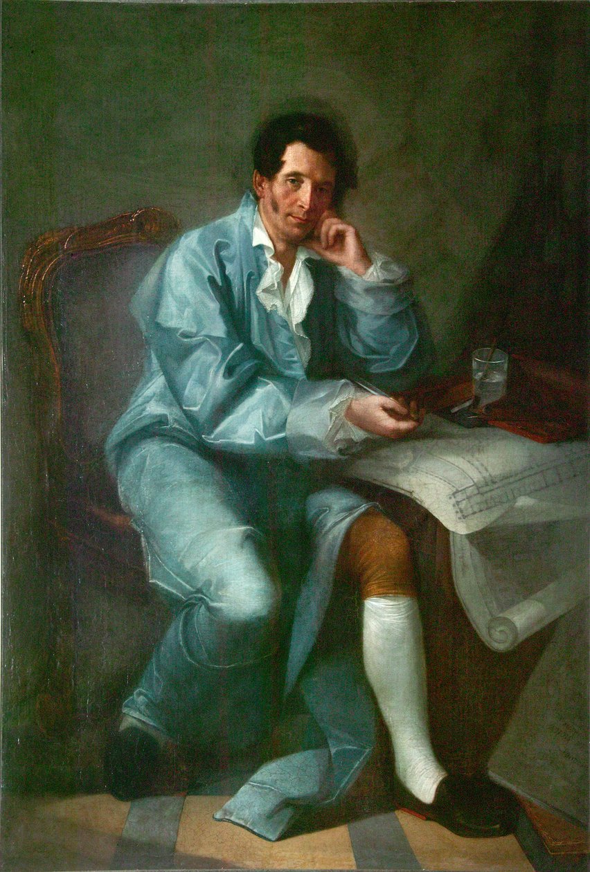 Porträtt av arkitekten Jean-Baptiste Vallin de la Mothe 1729-1800 av Unbekannt