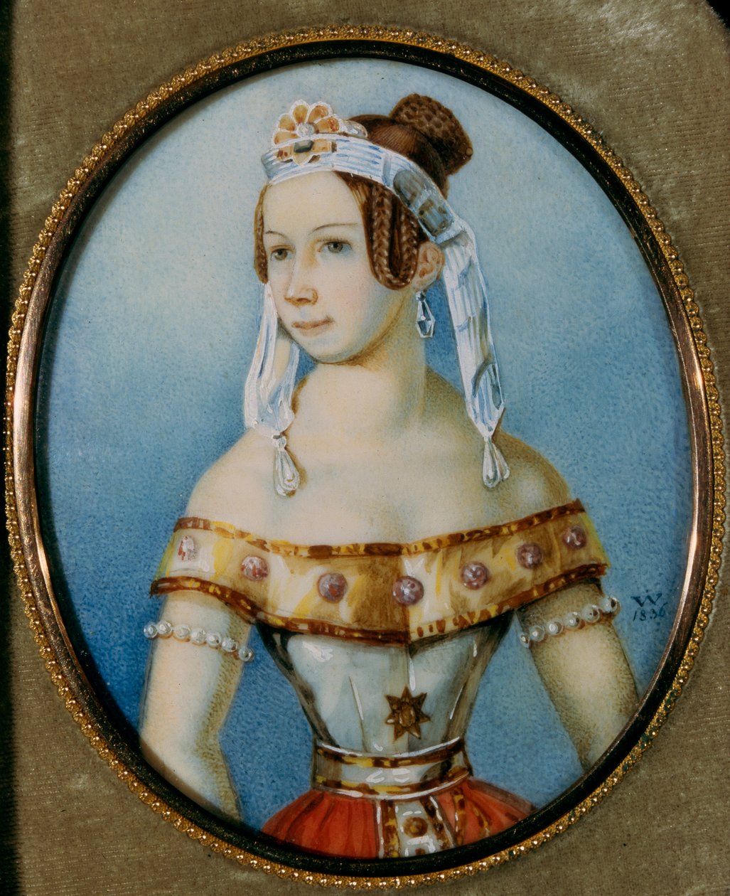 Porträtt av ballerinan Varvara Volkova 1816-1898, 1836 av Unbekannt