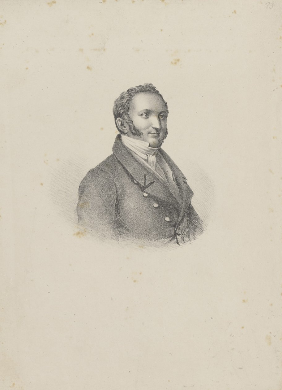 Porträtt av kompositören Gioachino Antonio Rossini 1792-1868, 1826. av Unbekannt