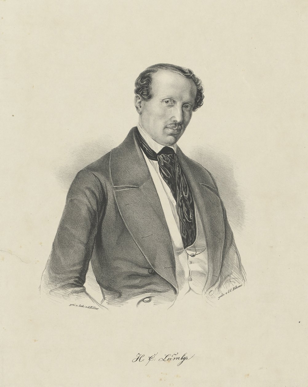 Porträtt av kompositören Hans Christian Lumbye 1810-1874 , ca. 1850. av Unbekannt