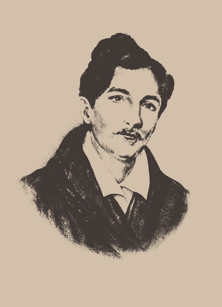 Porträtt av kompositören och gitarristen Nikolai Ivanovich Alexandrov 1818-1884. av Unbekannt