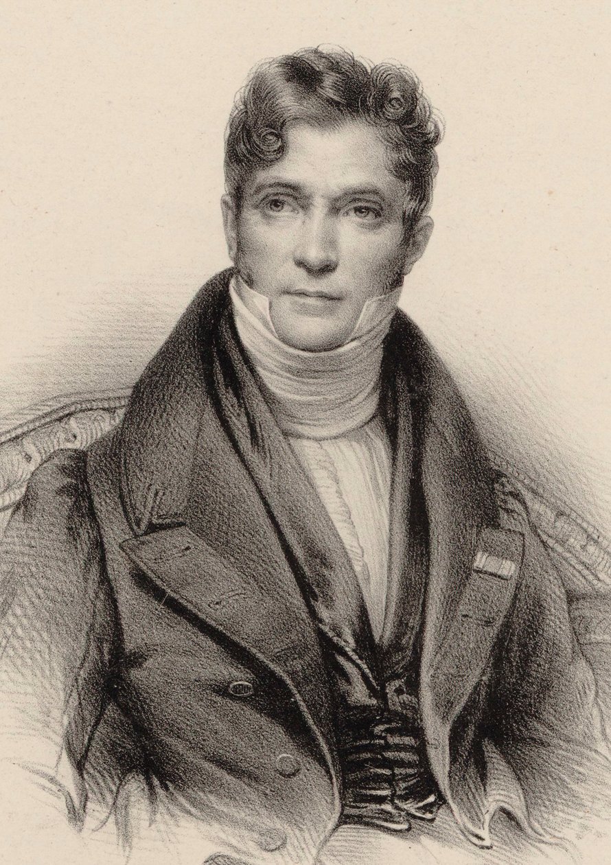 Porträtt av dirigenten och kompositören Gaspare Spontini 1774-1851, ca 1844. av Unbekannt
