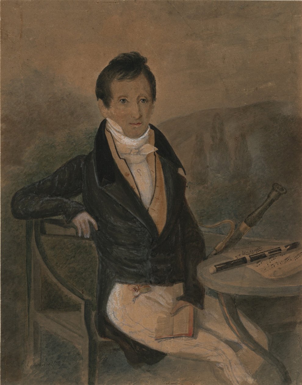 Porträtt av flöjtspelaren Jean-Louis Tulou 1786-1865, ca. 1840 av Unbekannt