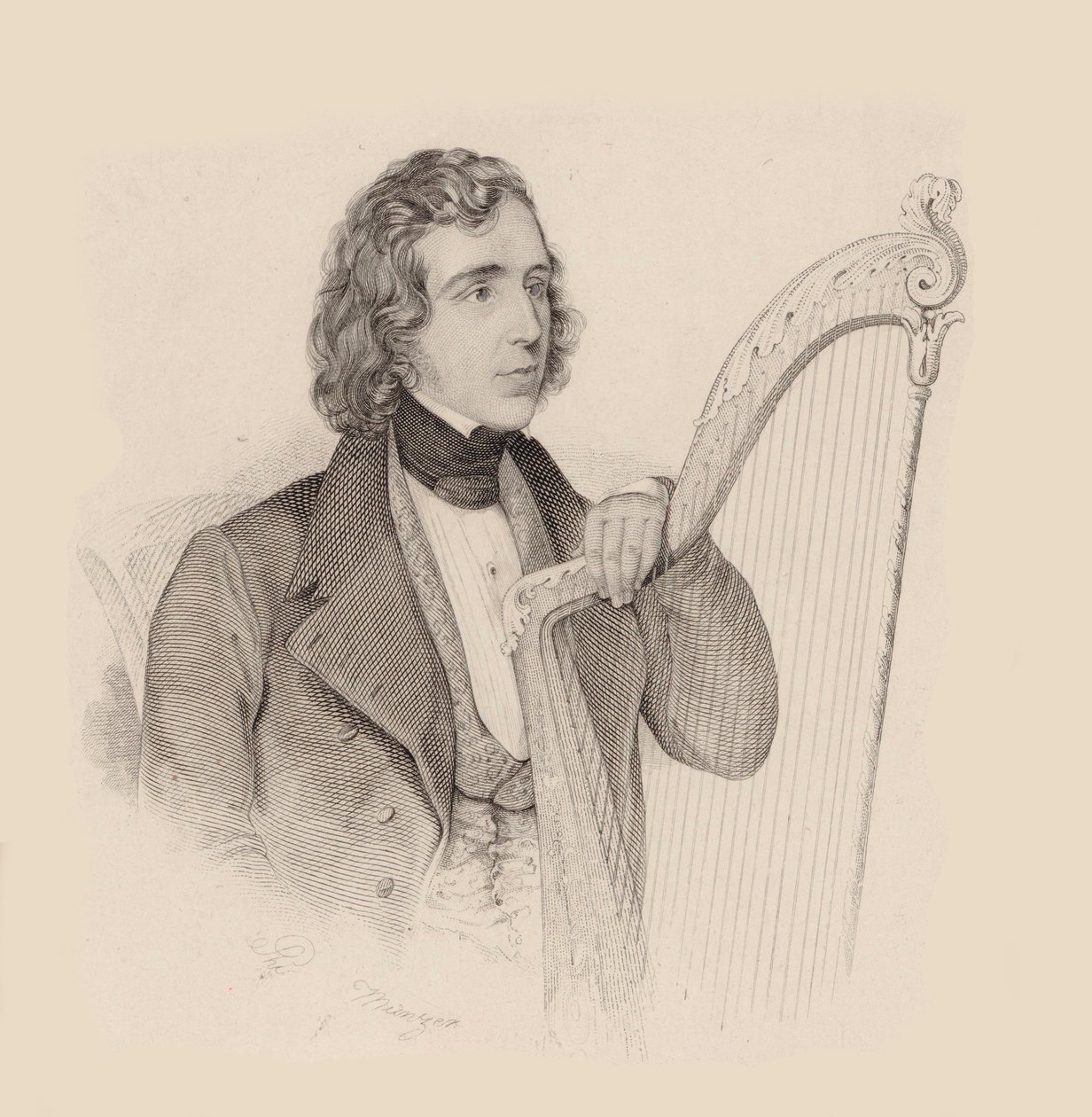 Porträtt av harpisten och kompositören Elias Parish Alvars 1808-1849, 1830. av Unbekannt