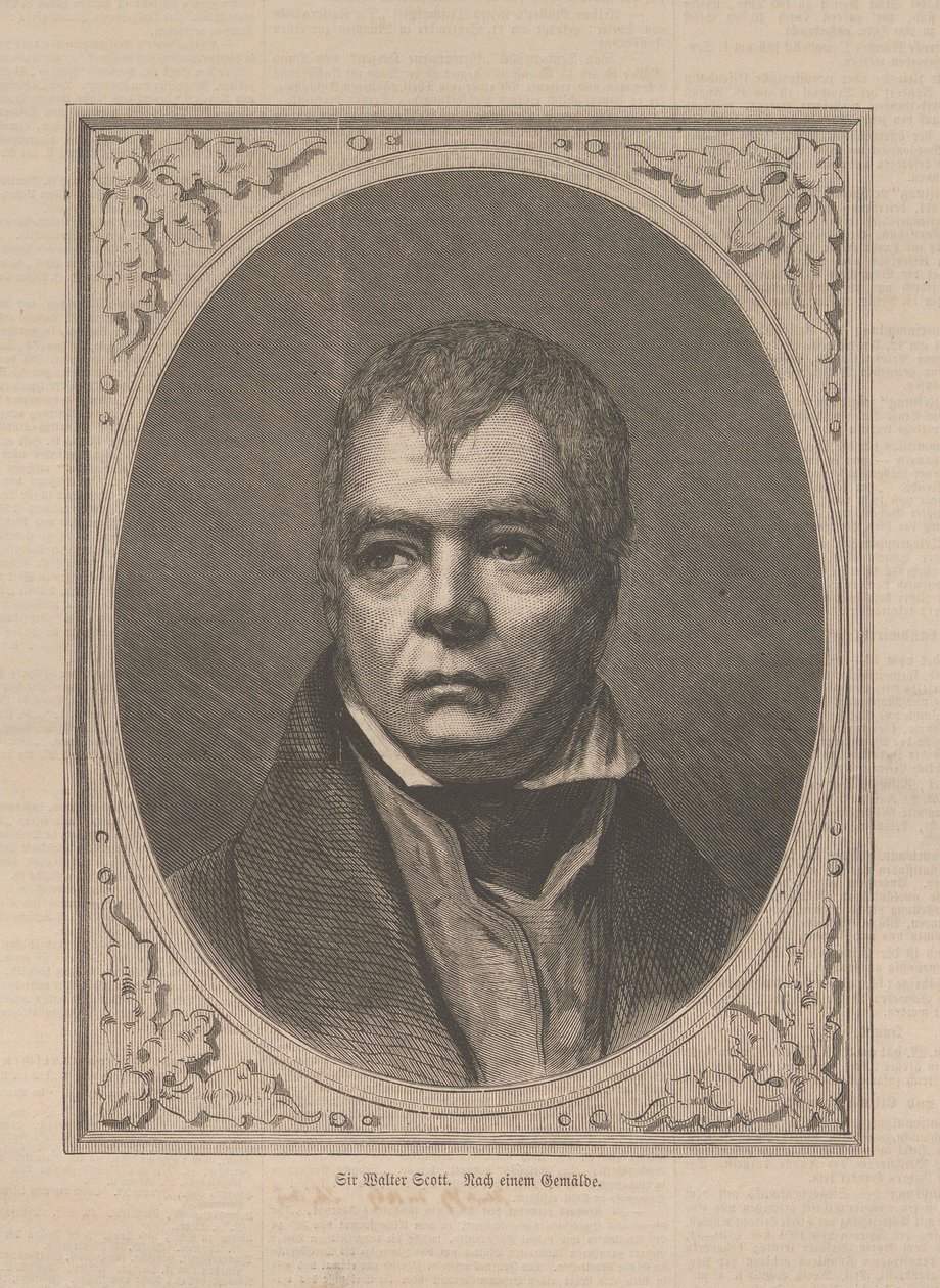 Porträtt av den historiska romanförfattaren och poeten Sir Walter Scott 1771-1832, 1871. av Unbekannt