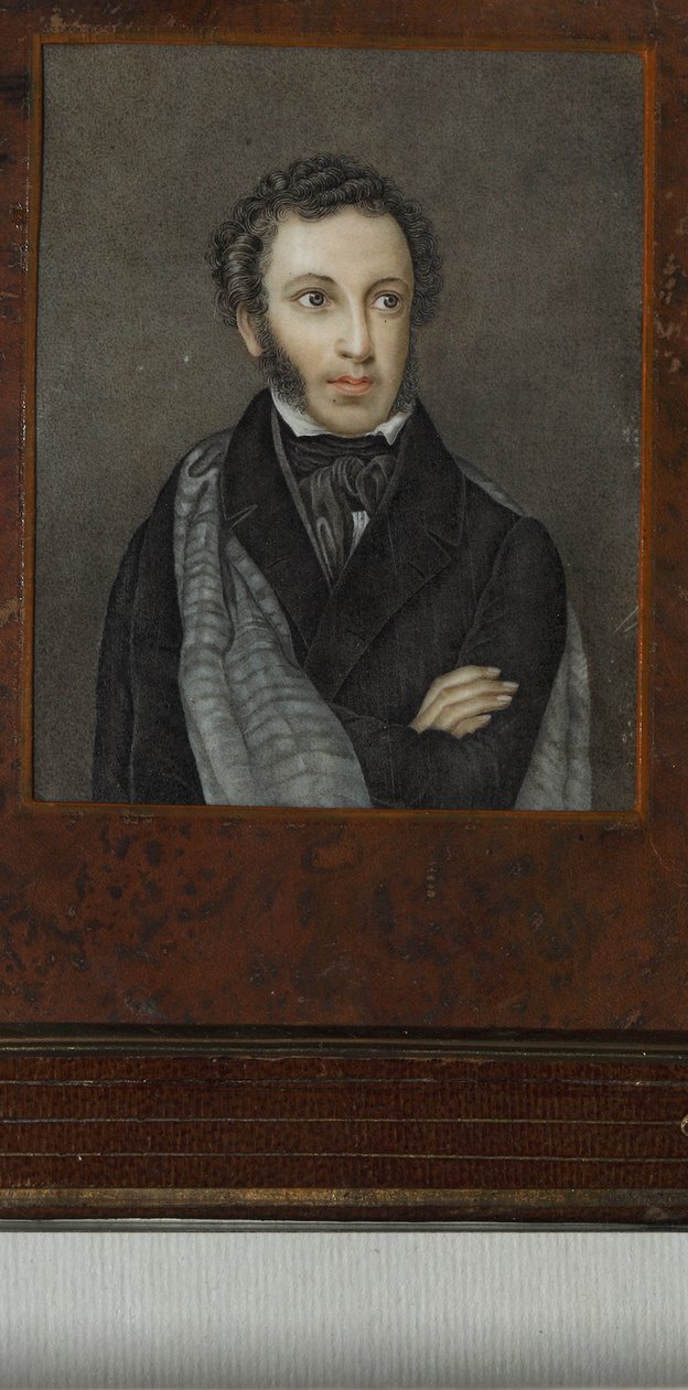 Porträtt av poeten Alexander Sergeyevich Pushkin 1799-1837, första kvartalet av 1800-talet. av Unbekannt