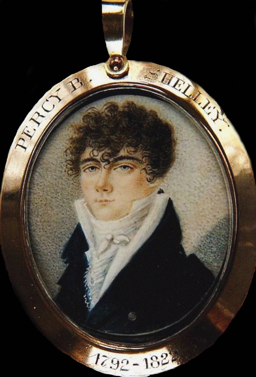 Porträtt av poeten Percy Bysshe Shelley 1792-1822, ca 1825 av Unbekannt