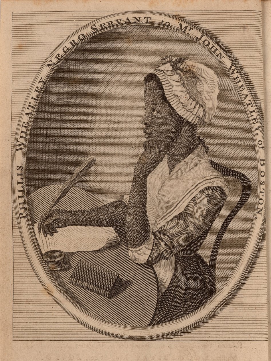 Porträtt av poeten Phillis Wheatley ca 1753-1784, 1773. av Unbekannt