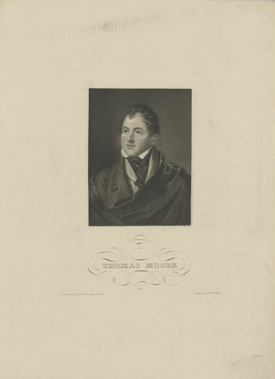 Porträtt av poeten Thomas Moore 1779-1852, 1830-talet. av Unbekannt