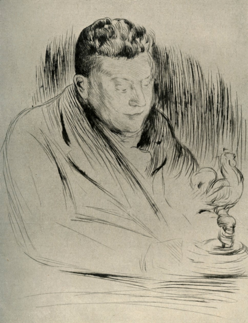 Porträtt av skulptören Alfred Gilbert, 1908. av Unbekannt