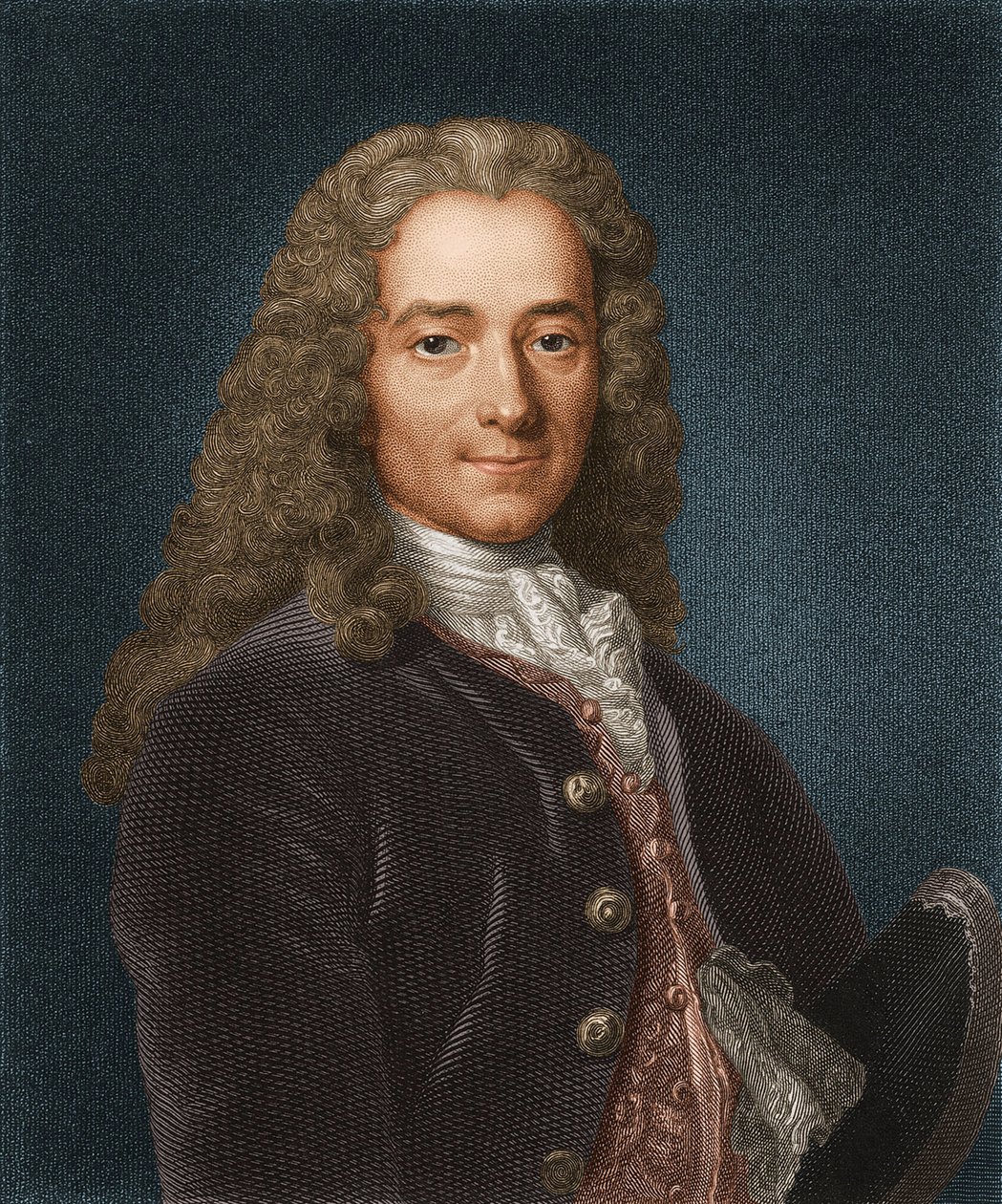 Porträtt av författaren, essäisten och filosofen Francois Marie Arouet de Voltaire 1694-1778, 1730-talet av Unbekannt