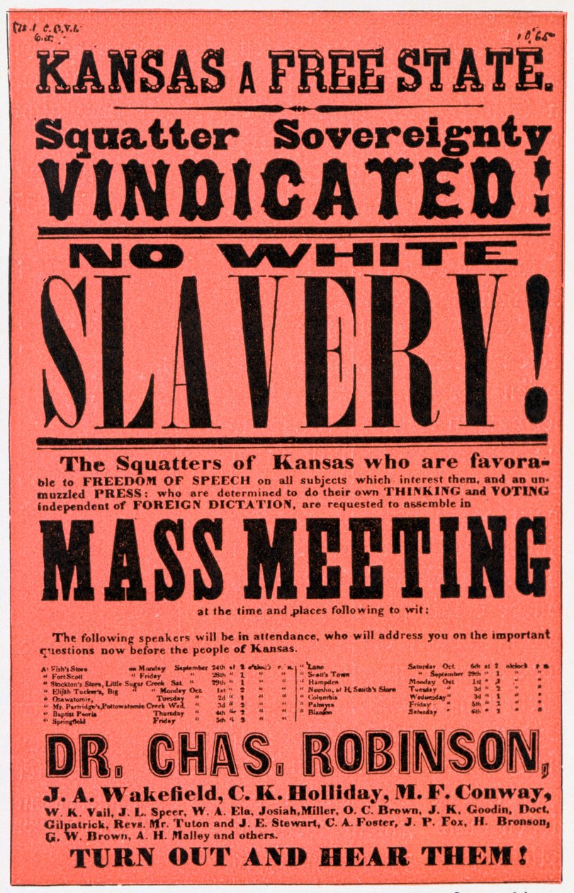 Affisch mot slaveri i Kansas, 1800-talet av Unbekannt