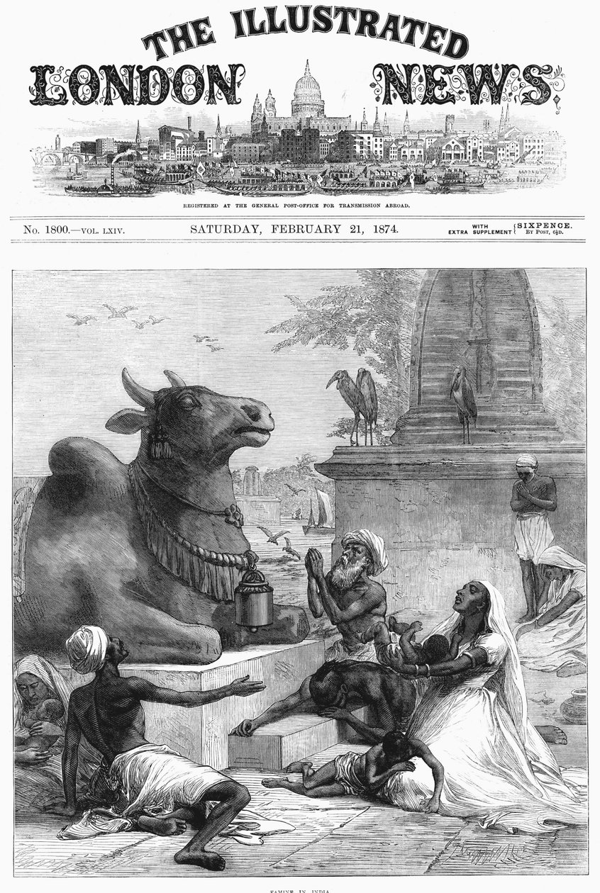 Ber till Nandi om befrielse från svält, Bengal, Indien, 1874 av Unbekannt