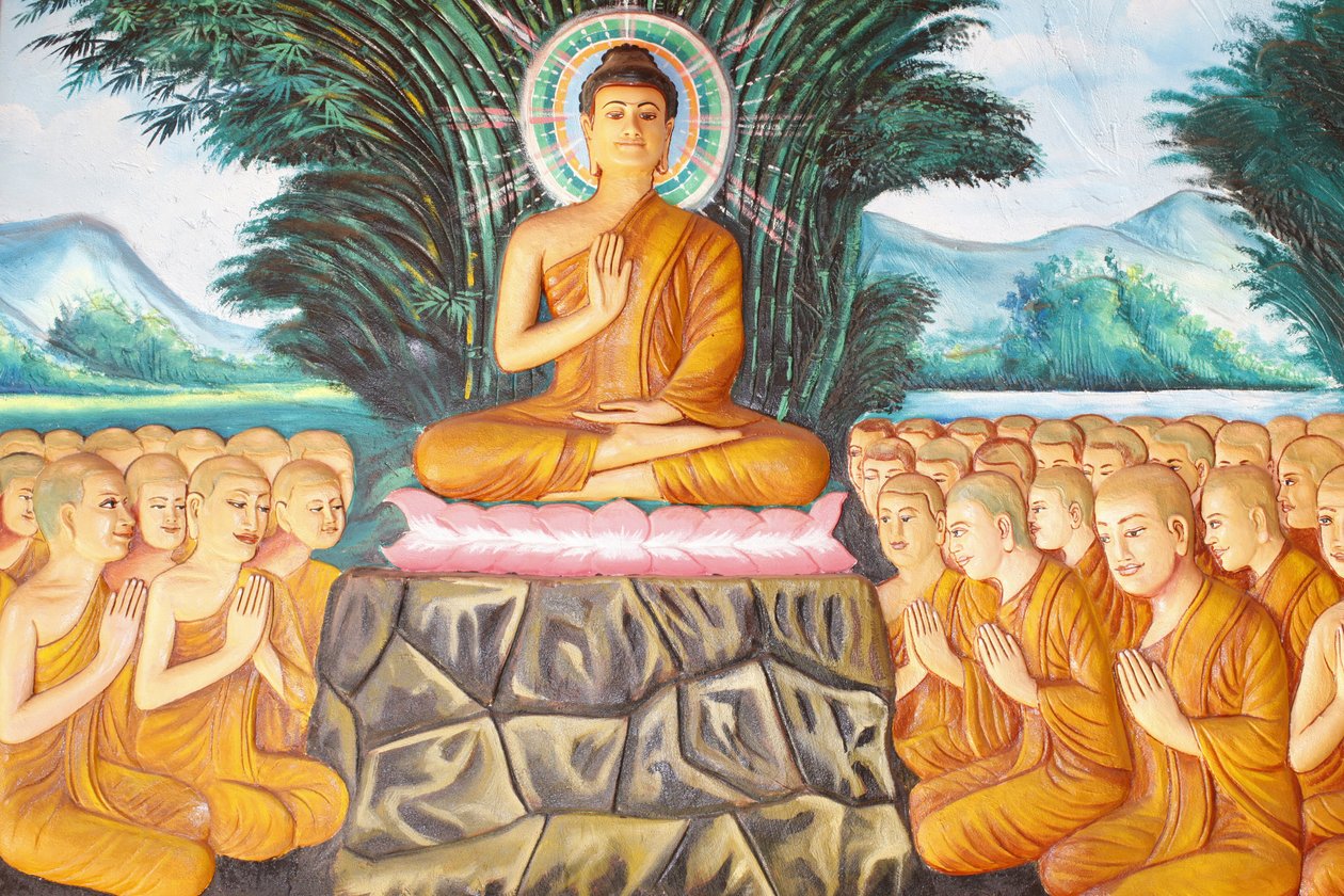 Preah Prom Rath MonasteryLife of the Buddha Instruerar församlingens arahanter, Siem Reap, Kambodja av Unbekannt