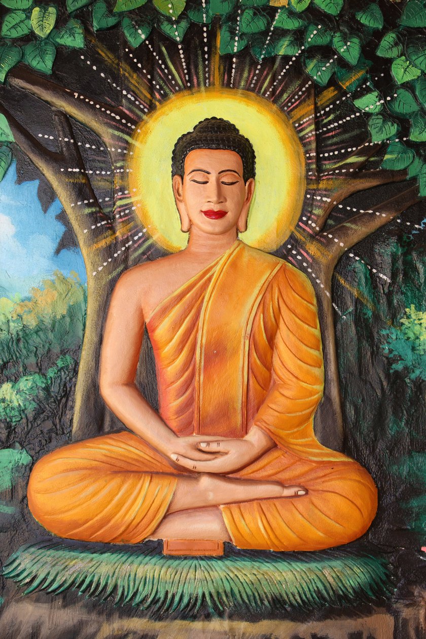 Preah Prom Rath-klostret. Buddhas liv. Meditation på en lotusblomma. Siem Reap Kambodja av Unbekannt