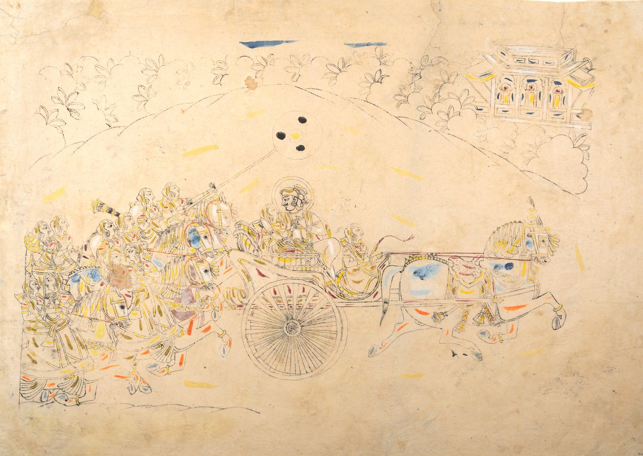 Förberedande studie för ett porträtt av människan Singh och hans harem, 1810-15. av Unbekannt