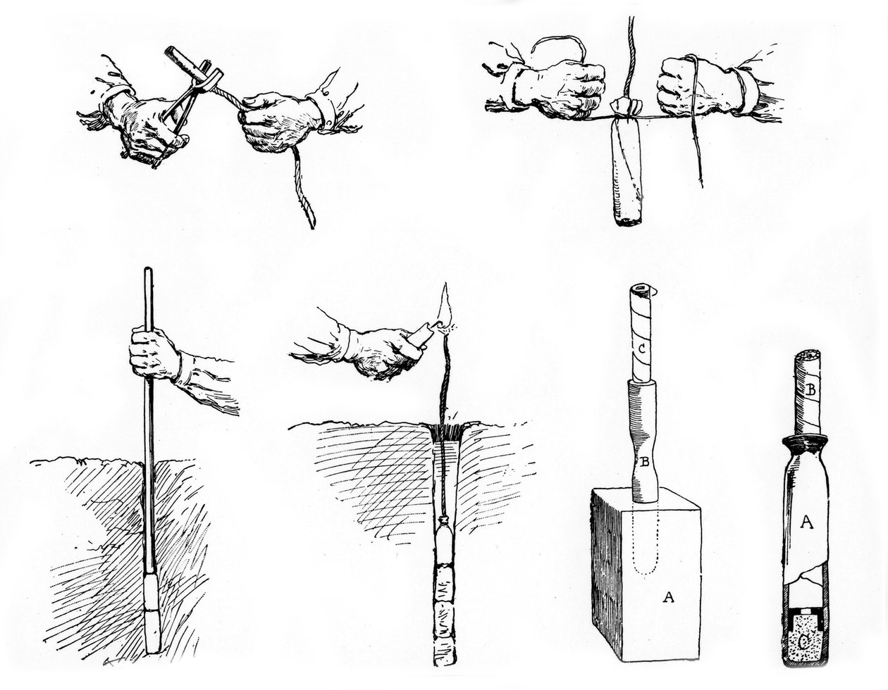 Förbereder och sätter en dynamitladdning, Paris, 1890 av Unbekannt