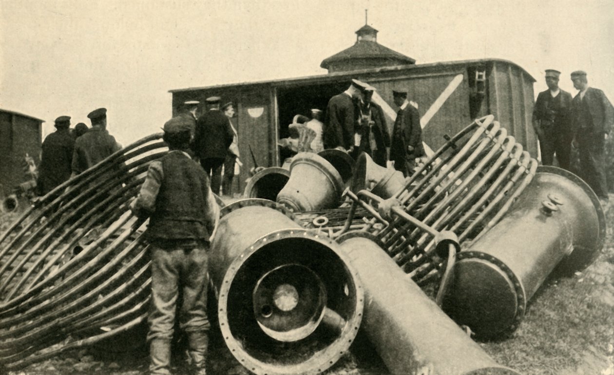 Förberedelser för evakueringen av Warszawa, första världskriget, 1915, c1920. av Unbekannt