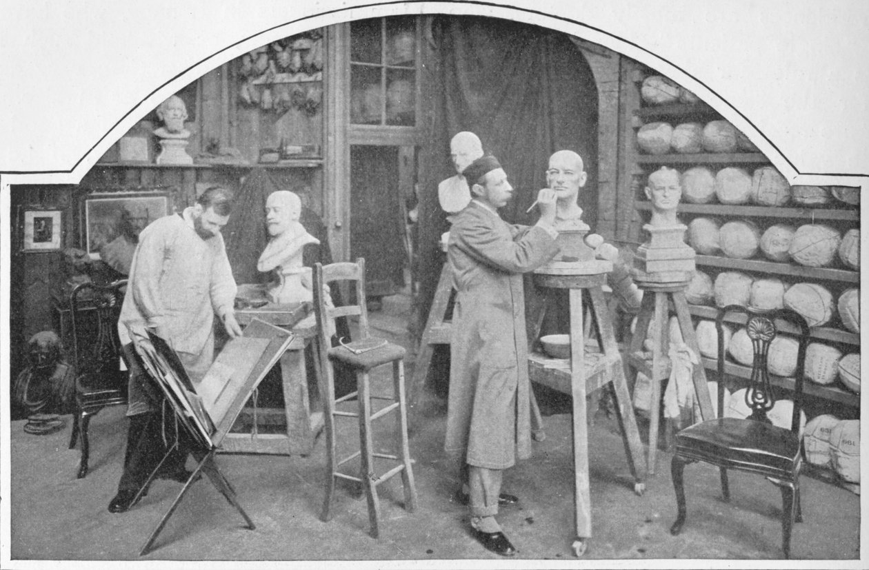 Förbereder modeller på Madame Tussauds, London, c1903 1903 av Unbekannt