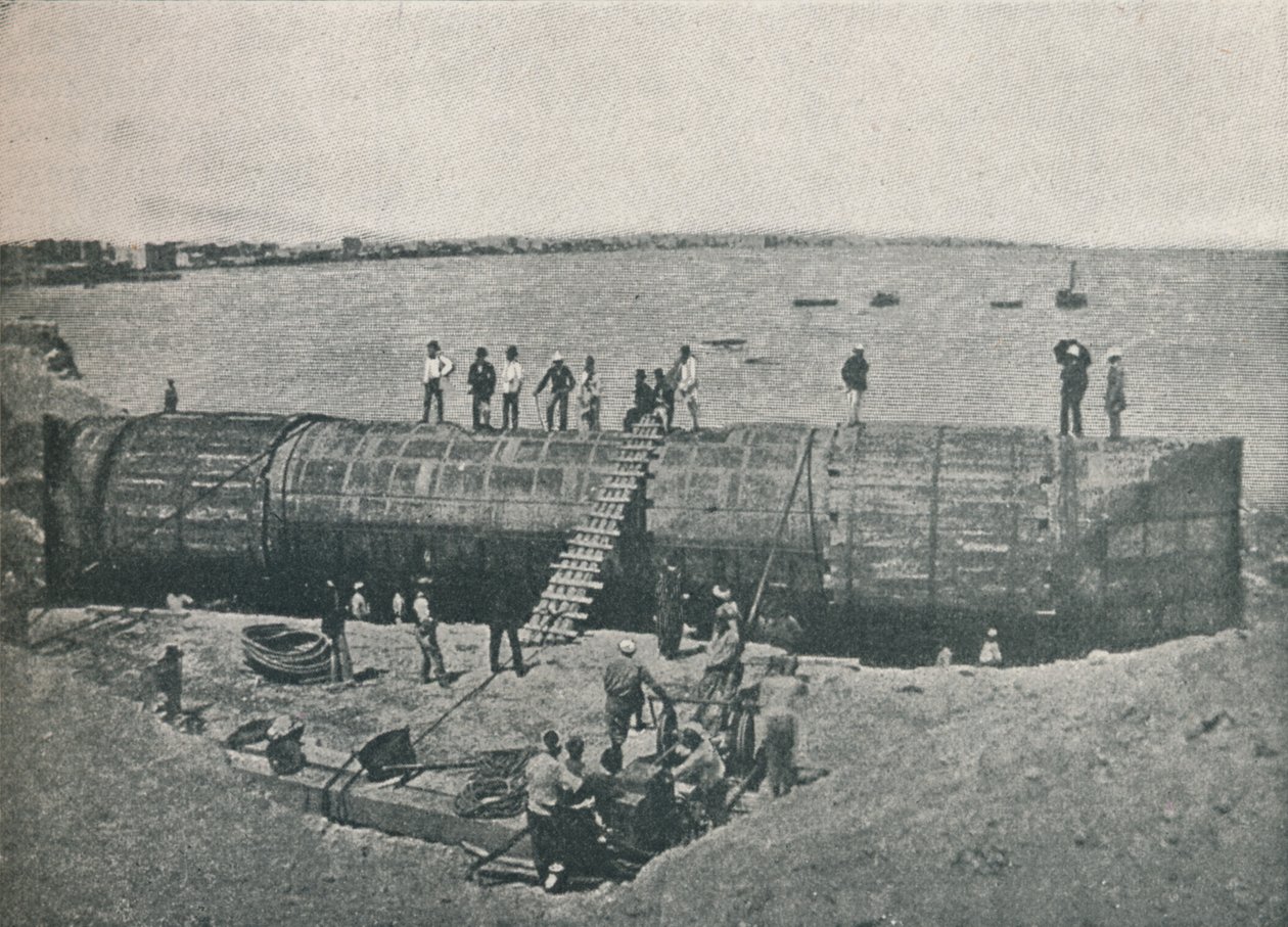 Förbereder för lansering, 1877, 1910 av Unbekannt