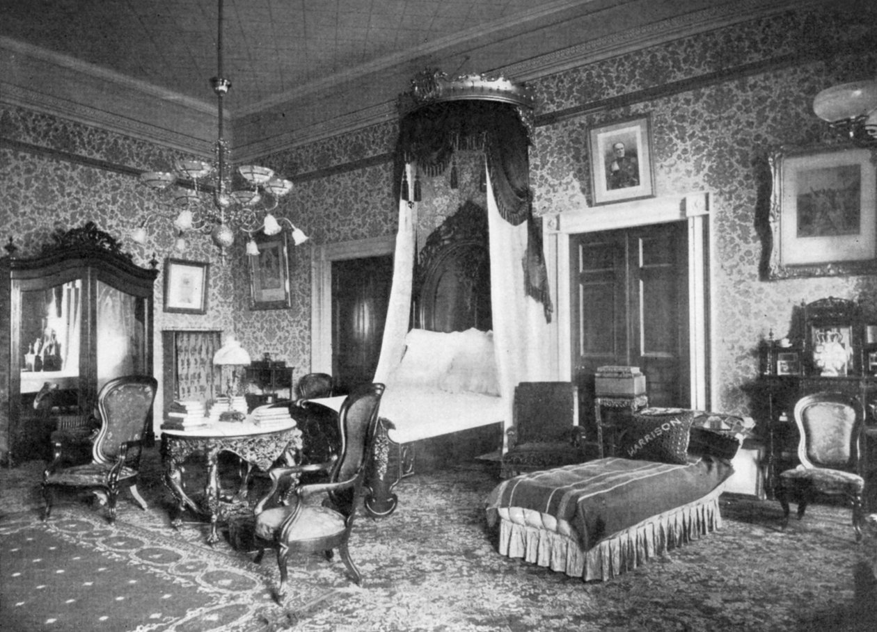 President Harrisons sovrum i Vita huset, Washington DC, USA, 1908 av Unbekannt