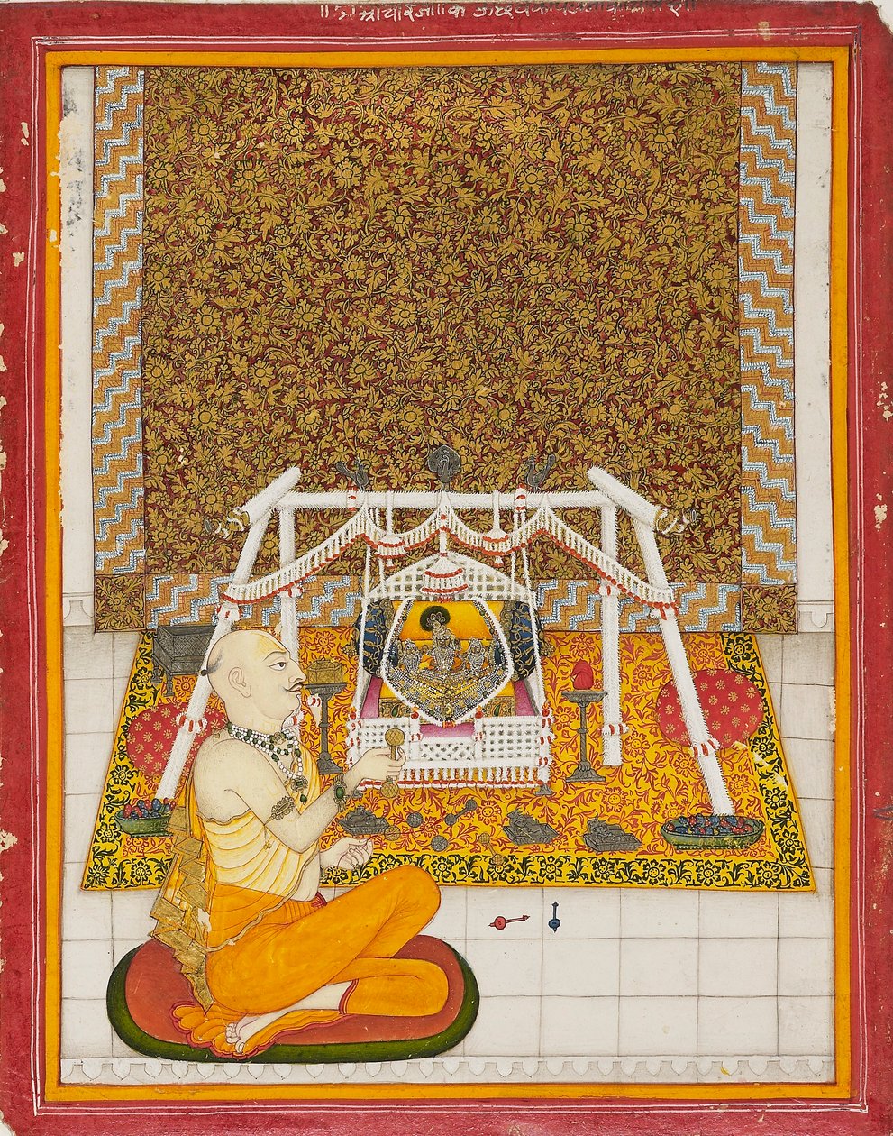 Präst vid en Krishna-helgedom, c1831 av Unbekannt