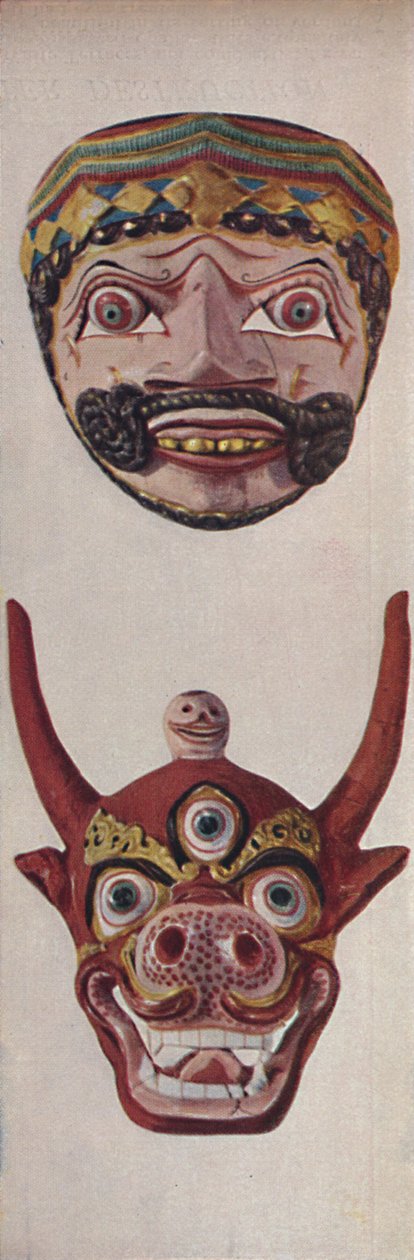 Primitiva kulturer i ritual- och festivalmasker - Festivalmask och ko-ansiktsmask, c1935 av Unbekannt