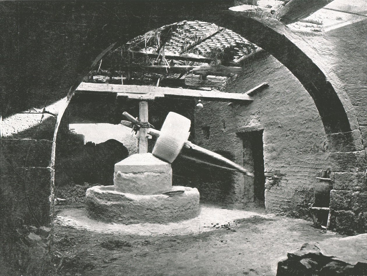 Primitiv majskvarn, Nildeltat, Egypten, 1895. av Unbekannt