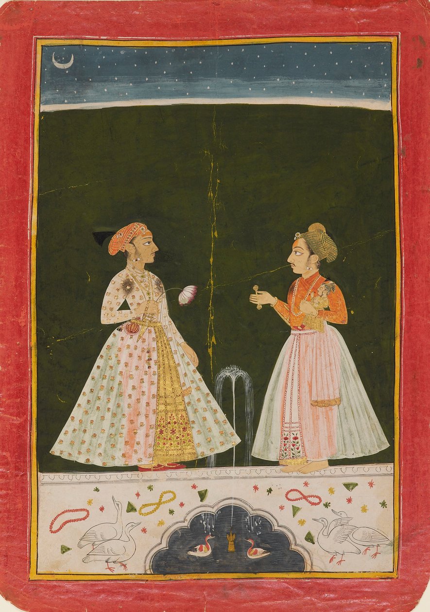 Prins Amar Singh med sin späda son, tidigt 1690-tal av Unbekannt