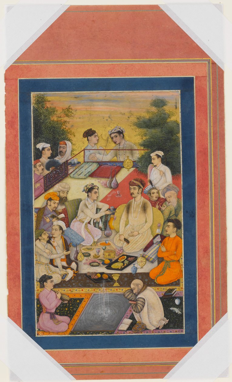 Prince Feasting on a Balcony, Folio från Davis Album, sent 1600-tidigt 1700-tal. av Unbekannt