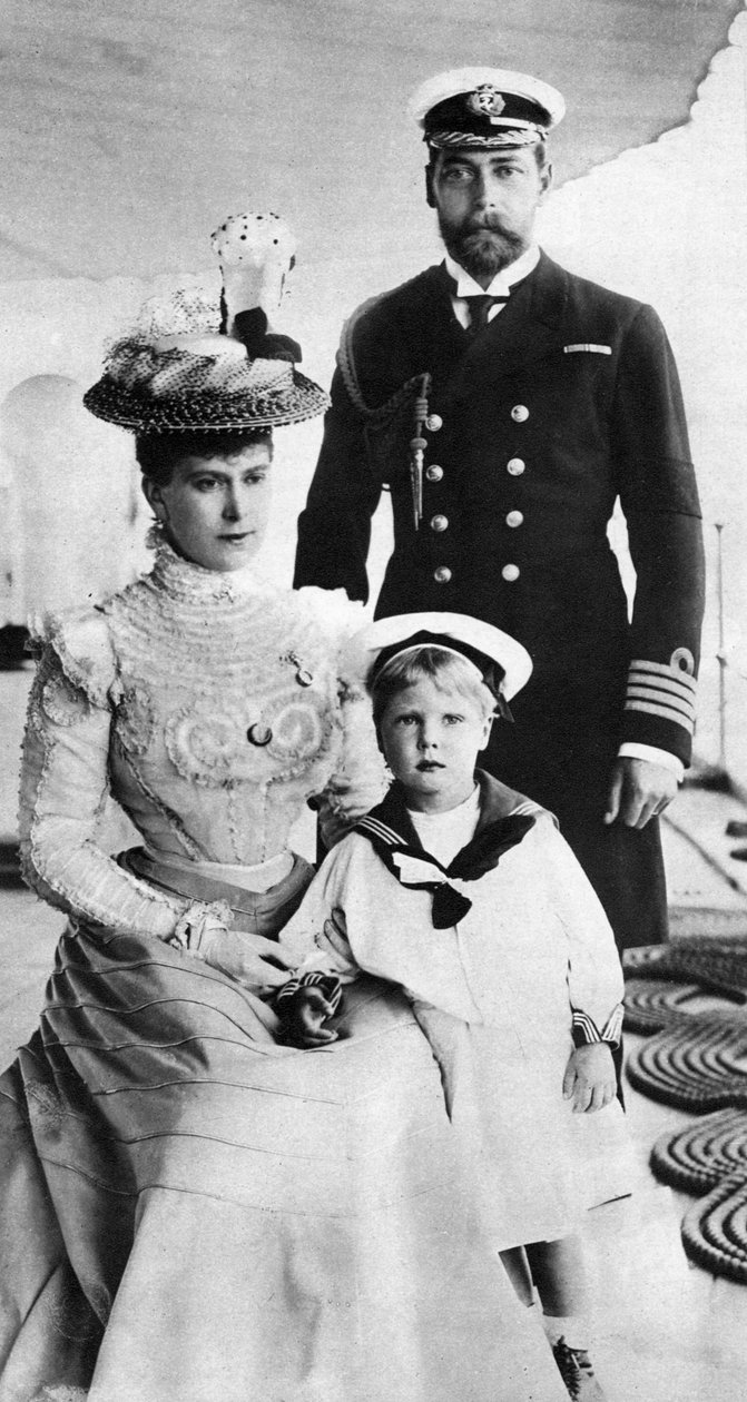 Prins George och hans fru Mary med sin son Edward, HMS Crescent, sent 1800-tidigt 1900-tal av Unbekannt
