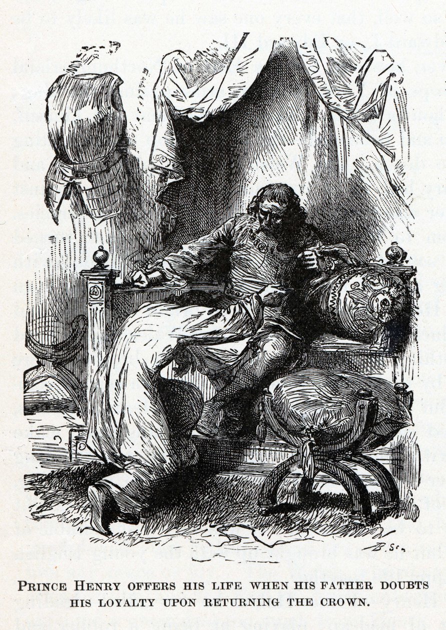Prins Henrik erbjuder sitt liv när hans far tvivlar på hans lojalitet när han återlämnade kronan, 1882 av Unbekannt