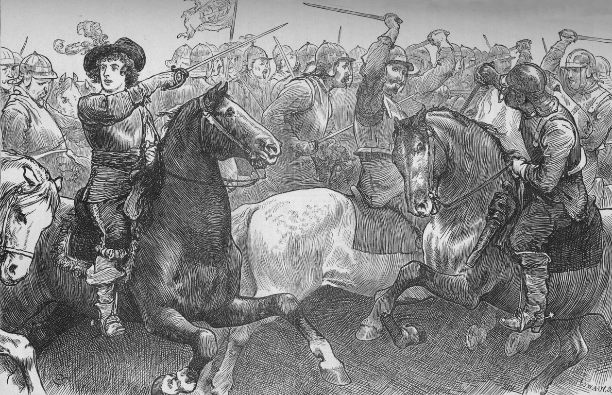 Prins Rupert vid Edgehill, 23 oktober 1642, c1880 av Unbekannt